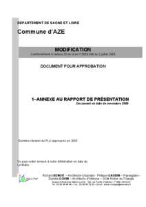 DEPARTEMENT DE SAONE ET LOIRE  Commune d’AZE MODIFICATION Conformément à l’article 23 de la loi n°du 2 juillet 2003