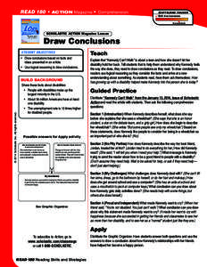 READ 180  • ACTION Magazine  •  Comprehension  SCAFFOLDING TRACKER ✓ Skill: Draw Conclusions ▲