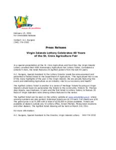 February 19, 2001 For Immediate Release Contact: A.C. Burgess[removed]Press Release