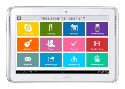 Trivselsskærmen carePlan™  Trivselsskærmen carePlan™ Trivselsskærmen carePlan™ er en tablet-løsning målrettet ældreplejen, der kan skabe stor værdi for borgere og personale i ældreplejen. carePlan™ er sk