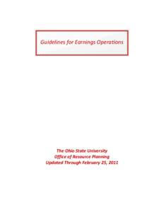 Guidelines for Earnings Operations  The Ohio State University Office of Resource Planning Updated Through February 25, 2011