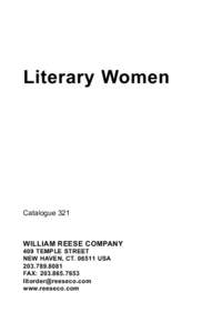 Literary Women  Catalogue 321 WILLIAM REESE COMPANY 409 TEMPLE STREET