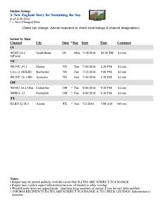 Station Airings  A New England Story for Sustaining the Sea as of * = New/Changed Data Dates can change. Advise recipients to check local listings & channel designations.