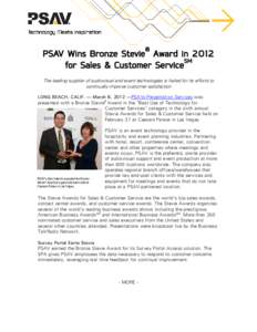 Microsoft Word - PSAV Earns Bronze Stevie Award V2.docx