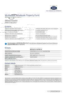 SG Hiscock Challenger Wholesale Property Fund Additional Information Booklet