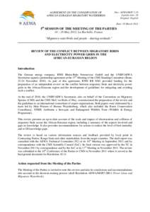 AGREEMENT ON THE CONSERVATION OF AFRICAN-EURASIAN MIGRATORY WATERBIRDS Doc: AEWA/MOP 5.38 Agenda item: 24 Original: English