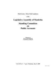 The Legislative Assembly of Manitoba Debates and Proceedings