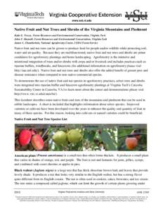 Native Fruit and Nut Trees and Shrubs of the Virginia Mountains and Piedmont Katie E. Trozzo, Forest Resources and Environmental Conservation, Virginia Tech John F. Munsell, Forest Resources and Environmental Conservatio