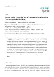 A Perturbation Method for the 3D Finite Element Modeling of Electrostatically Driven MEMS