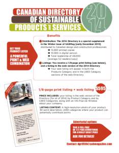 and  Canadian Directory OF Sustainable PRODUCTS SERVICES