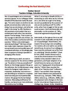  Confronting the Real Identity Crisis    Nathan Gerard  Teachers College, Columbia University  We I‐O psychologists are a notoriously 