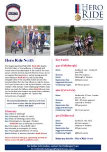 Hero Ride North  Key Facts: The longest leg of Hero Ride 2015, North 450, departs from the Palace of Holyroodhouse in Edinburgh and