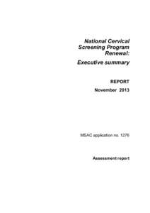 National Cervical Screening Program Renewal: Executive summary  REPORT