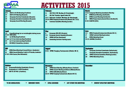 ACTIVITIES 2015 January February  March