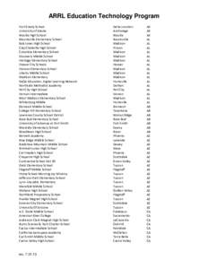 ARRL Education Technology Program Fort Greely School University of Alaska Wasilla High School Blountsville Elementary School Bob Jones High School