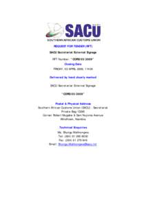 Request for Tender (RFT) - SACU Secretariat External Signage