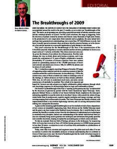 EDITORIAL  The Breakthroughs of 2009 CREDITS: (TOP) TOM KOCHEL; (RIGHT) PHOTOS.COM