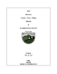 2014 Directory County - Town - Village Officials of WASHINGTON COUNTY