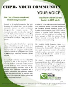 CBPR- YOUR COMMUNITY  YOUR VOICE The Case of Community Based Participatory Research