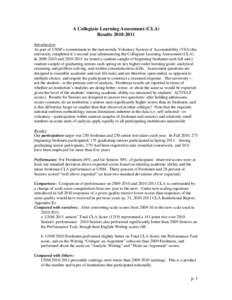 Collegiate Learning Assessment (CLASummary Report