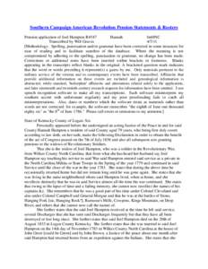 Southern Campaign American Revolution Pension Statements & Rosters Pension application of Joel Hampton R4547 Hannah fn60NC Transcribed by Will Graves[removed]