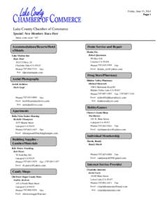 Friday, June 13, 2014 Page 1 Lake County Chamber of Commerce Special: New Members Since Dest Status codes used: 