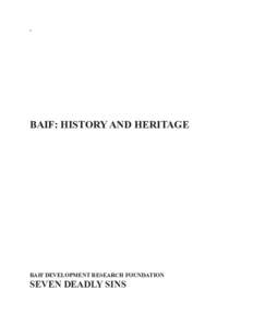 BAIF: HISTORY AND HERITAGE  BAIF DEVELOPMENT RESEARCH FOUNDATION SEVEN DEADLY SINS