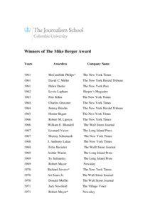 Winners of The Mike Berger Award Years