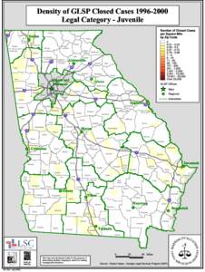 Density of GLSP Closed Cases[removed]Legal Category - Juvenile Fannin Dalton