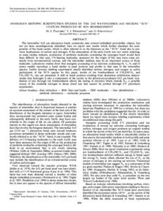 THE ASTROPHYSICAL JOURNAL, 542 : 890È893, 2000 October[removed]The American Astronomical Society. All rights reserved. Printed in U.S.A. HYDROGEN ISOTOPIC SUBSTITUTION STUDIES OF THE 2165 WAVENUMBER[removed]MICRON) “