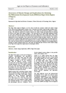 Agris on-line Papers in Economics and Informatics Volume VI Number 1, 2014  Awareness of Climate Change and Implications for Attaining