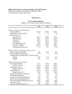 2000 Country Reports on Economic Policy and Trade Practices Released by the Bureau of Economic and Business Affairs U.S. Department of State, March 2001 NICARAGUA Key Economic Indicators