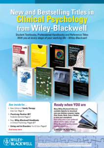 New and Bestselling Titles in  Clinical Psychology from Wiley-Blackwell  Student Textbooks, Professional Handbooks and Reference Titles