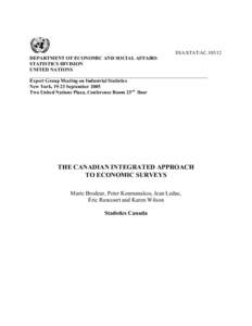 ESA/STAT/AC[removed]DEPARTMENT OF ECONOMIC AND SOCIAL AFFAIRS STATISTICS DIVISION UNITED NATIONS ________________________________________________________________________ Expert Group Meeting on Industrial Statistics