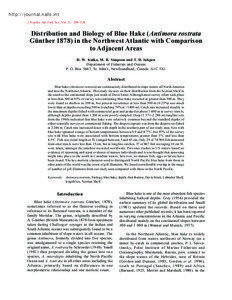 Distribution and Biology of Blue Hake (Antimora rostrata Günther[removed]in the Northwest Atlantic with Comparison to Adjacent Areas