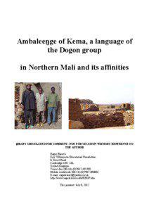 Ambaleeŋge of Kema, a language of the Dogon group in Northern Mali and its affinities