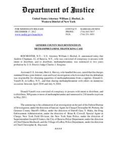 United States Attorney William J. Hochul, Jr. Western District of New York FOR IMMEDIATE RELEASE DECEMBER 17, 2012  CONTACT: