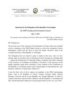 International relations / Caucasus / Organisation for Security and Co-operation in Europe / Nagorno-Karabakh / OSCE Minsk Group / Azerbaijan / OIC Resolution 10/11 / Nagorno-Karabakh Republic / Nagorno-Karabakh conflict / Asia / Political geography