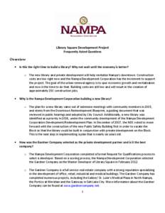 Nampa Public Library / Nampa /  Idaho / Urban renewal / Urban studies and planning / Idaho