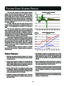 Tuolumne County Economic Forecast Like many other counties in the Sierra Nevada mountain ranges, most of the land (80 percent) in Tuolumne County is publicly owned by government departments. The two major areas of public