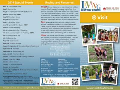 2014 Special Events  Unplug and Reconnect April 19: Family Easter Party