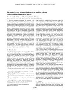 The spatial extent of source influences on modeled column concentrations of short-lived species