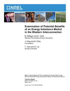 Examination of Potential Benefits of an Energy Imbalance Market in the Western Interconnection
