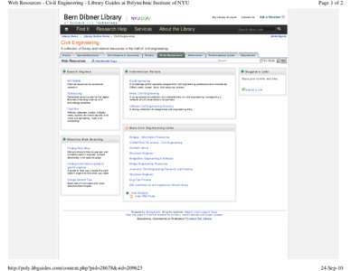 Web Resources - Civil Engineering - Library Guides at Polytechnic Institute of NYU  Page 1 of 2 My Library Account  Find It