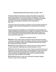   	
   	
      Holyoke	
  Historical	
  Preservation	
  Awards-­‐	
  2014	
  