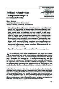 Political Aftershocks: The Impact of Earthquakes on Intrastate Conﬂict Journal of Conflict Resolution Volume 51 Number 5