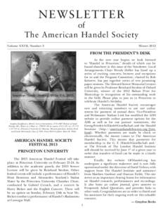 N EW SL E T T E R  of The American Handel Society Volume XXVII, Number 3