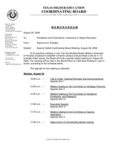 Washington State Higher Education Coordinating Board / Agenda / Chairman / Parliamentary procedure / Education in Texas / Texas Higher Education Coordinating Board