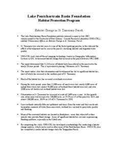 Greater New Orleans / St. Tammany Parish /  Louisiana / Lake Pontchartrain / Tamanend / Habitat destruction / Abita River / Wetland / Lake Borgne / Geography of the United States / Louisiana / Environment