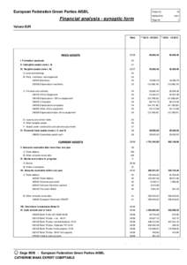 European Federation Green Parties AISBL  Folder Nr. Financial analysis - synoptic form